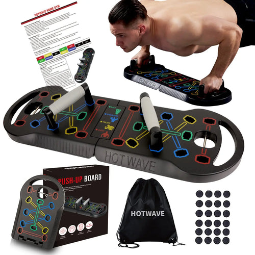 HOTWAVE Push up Board Fitness,Professional Strength Training Equipment for Chest, Shoulders, Back & Triceps, Portable Workout Station with Non-Slip Handles Home Exercise Machine Arm Exerciser