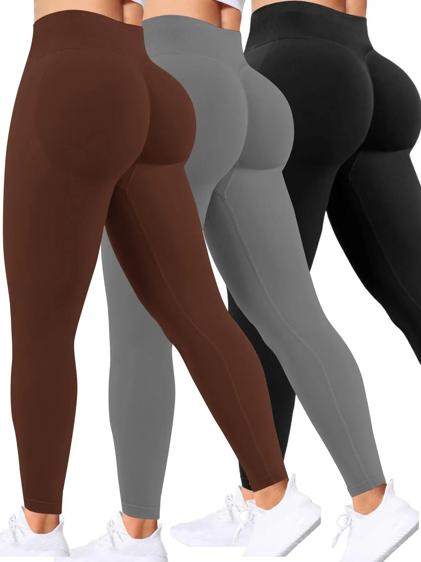 Workout Gym Leggings for Women, Seamless Compression Tummy Control Leggings Mid Rise Yoga Pants Hidden Scrunch Seamless Leggings Scrunch Workout Leggings Tummy Control Butt Lifting Gym Yoga Pants Seamless Yoga Leggings, Workout Train Leggings
